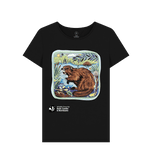 Black 'Arty Beaver' ladies-fit T-shirt