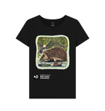 Black 'Arty Hedgehog' ladies fit T-Shirt