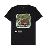 Black 'Arty Hedgehog' T-Shirt