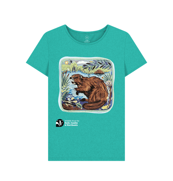 Seagrass Green 'Arty Beaver' ladies-fit T-shirt