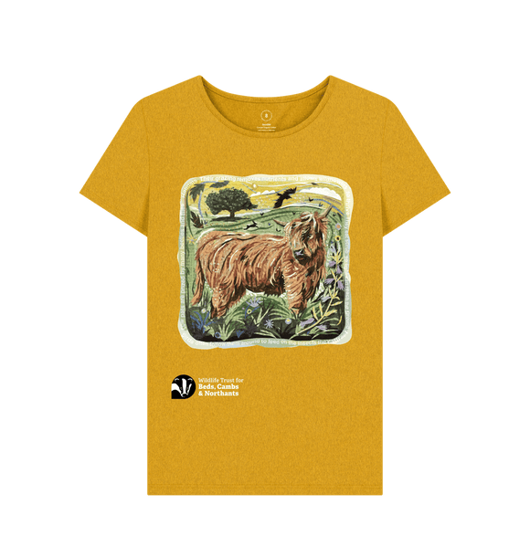 Sunflower Yellow 'Arty Cow' ladies fit T-shirt