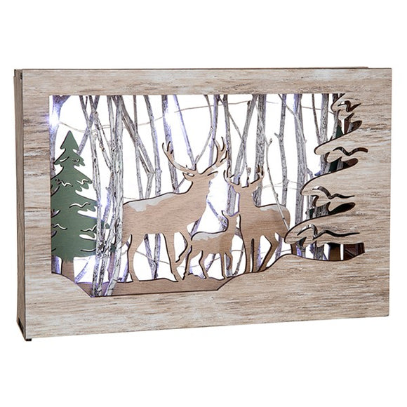 Frosty Forest 3D Wooden Stag Frame