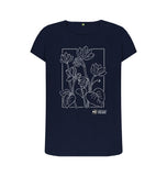 Navy Blue Women's Scoop Neck Autumn Cyclamen T-shirt