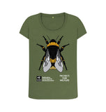 Khaki Women's Fit Organic Cotton Geometric Bee T-Shirt