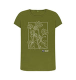 Moss Green Women's Scoop Neck Autumn Cyclamen T-shirt