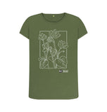 Khaki Women's Scoop Neck Autumn Cyclamen T-shirt